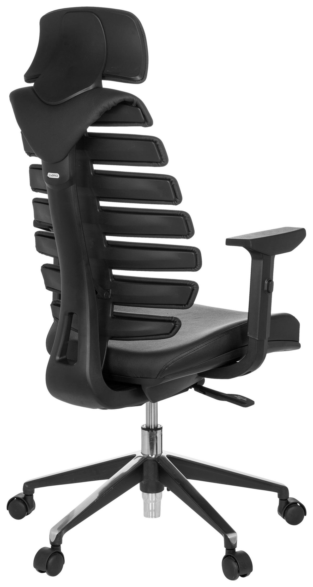 DREHSTUHL  in Lederlook Schwarz  - Alufarben/Schwarz, MODERN, Leder/Kunststoff (65/131/53cm) - MID.YOU