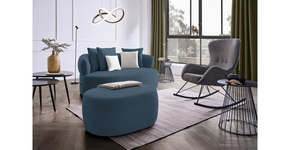 2-SITZER-SOFA in Plüsch Dunkelblau - Creme/Schwarz, MODERN, Kunststoff/Textil (177/86/105cm) - Hom`in