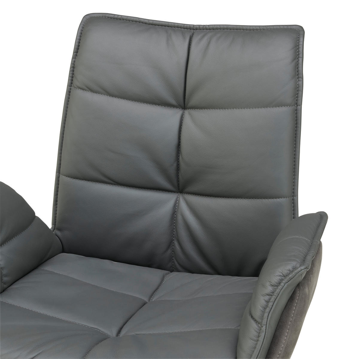 ARMLEHNSTUHL  in Eisen Webstoff Echtleder pigmentiert  - Schwarz/Grau, KONVENTIONELL, Leder/Textil (65/88/65cm) - Livetastic