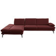 ECKSOFA in Echtleder Brombeere  195/308 cm  - Brombeere/Schwarz, Design, Leder/Metall (195/308cm) - Dieter Knoll