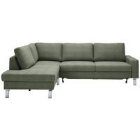 ECKSOFA in Flachgewebe Olivgrün  - Chromfarben/Olivgrün, Design, Textil/Metall (200/276cm) - Hom`in