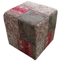 POUF Struktur 42/42/45 cm  - Beige/Rot, Design, Textil (42/42/45cm) - Kayoom