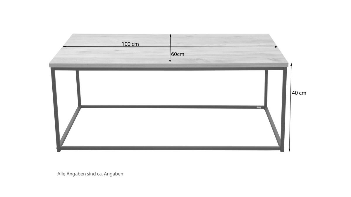 COUCHTISCH 60/100/40 cm rechteckig Schwarz, Eichefarben  - Eichefarben/Schwarz, Design, Holzwerkstoff/Metall (60/100/40cm) - MID.YOU