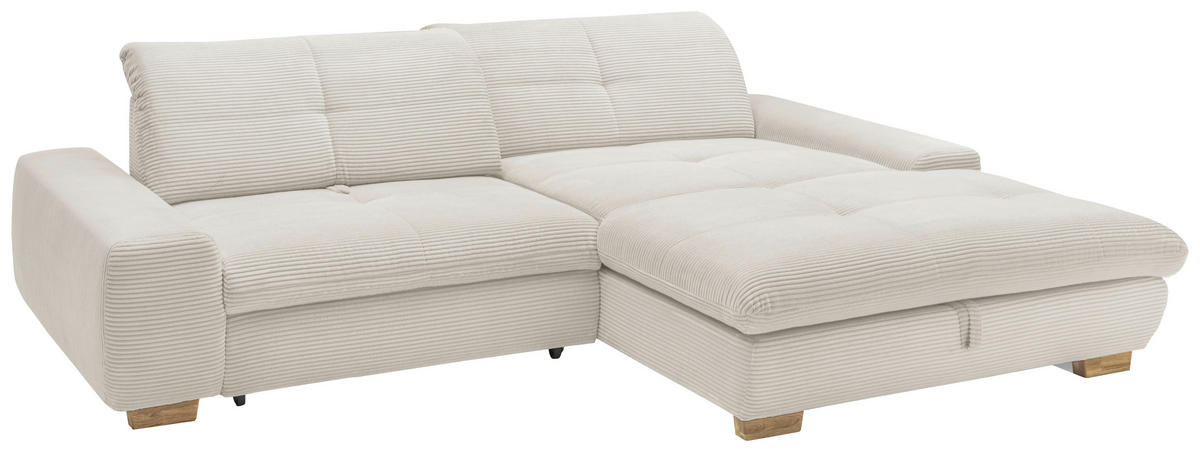 ECKSOFA Creme Cord  - Eichefarben/Creme, Design, Holz/Textil (276/198cm) - SetOne by Musterring