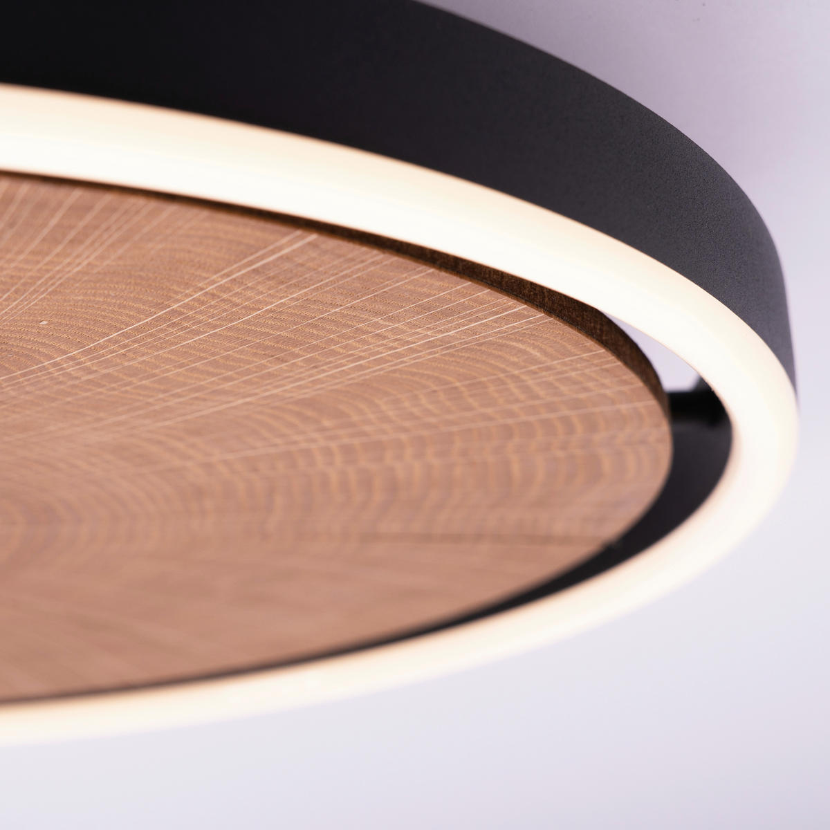 LED-DECKENLEUCHTE Hirnholz 40/5 cm   - Eichefarben, Natur, Holz/Metall (40/5cm) - Waldwelt