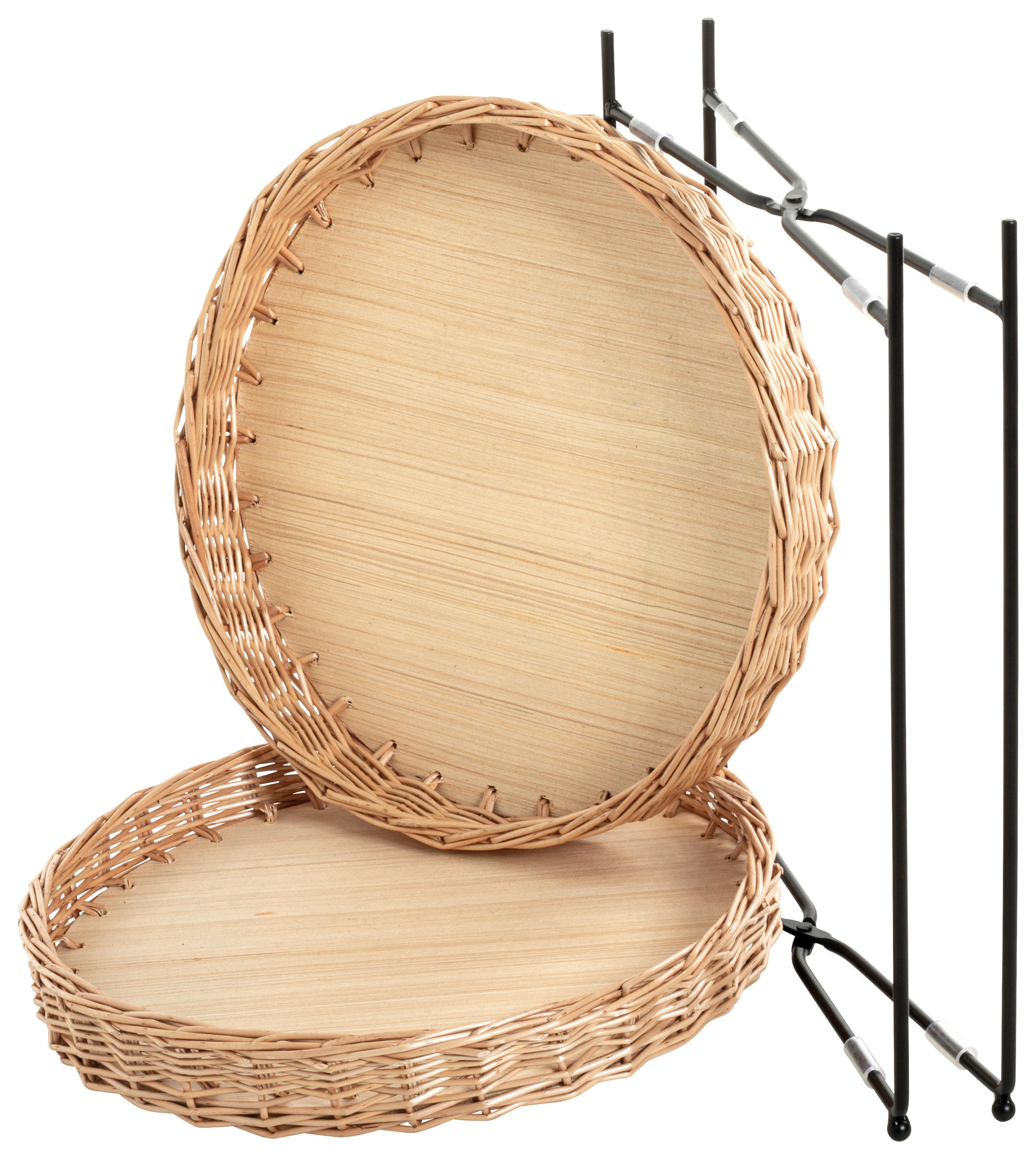 ODKLÁDACÍ STOLEK, vrba, přírodní barvy, černá - černá/přírodní barvy, Basics, kov/dřevo (42/42/54cm)