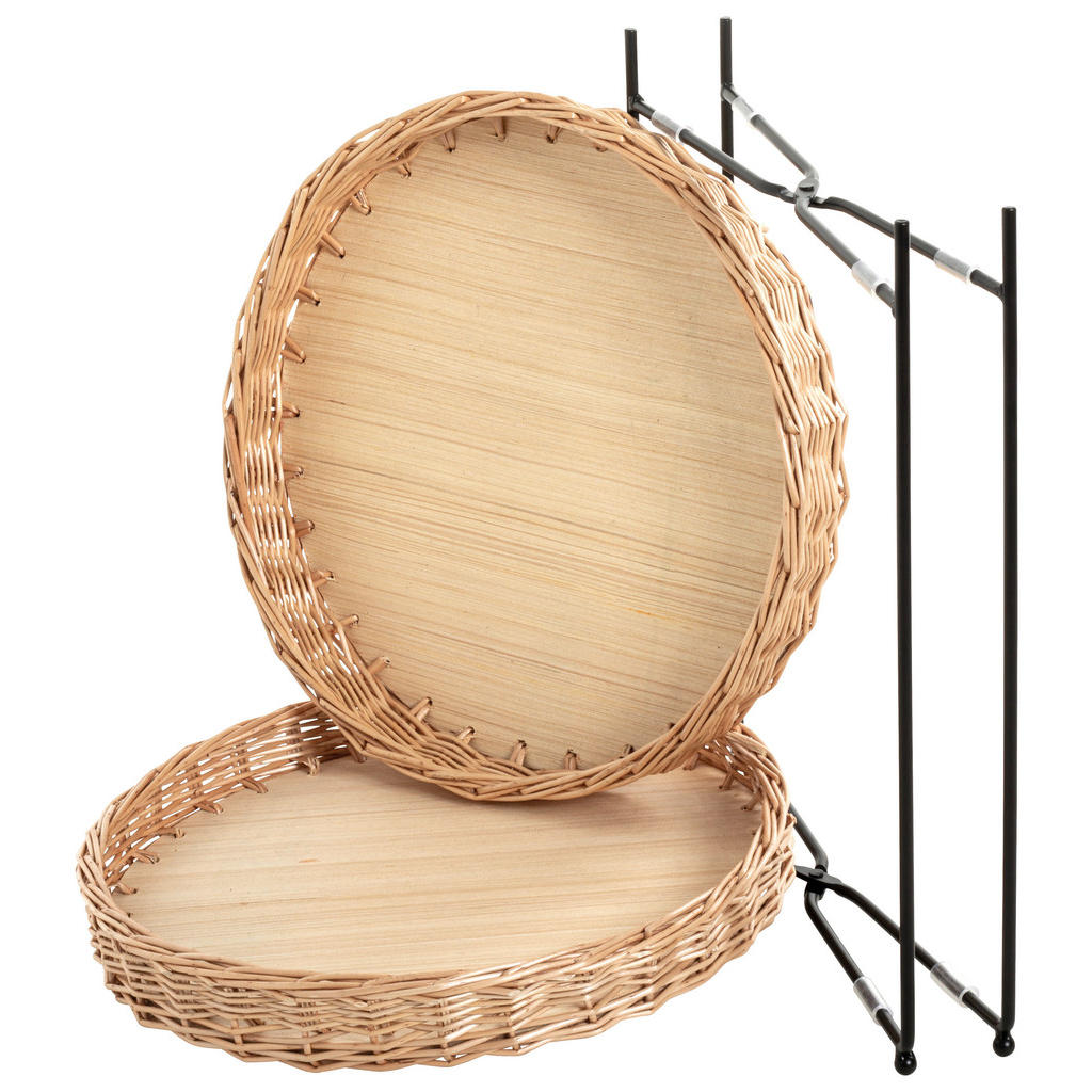 Thumbnail - Beistelltisch, Natur, Schwarz, Holz, Metall, Weide, rund, Rundrohr, 42x54x42 cm, Wohnzimmer, Wohnzimmertische, Beistellt...