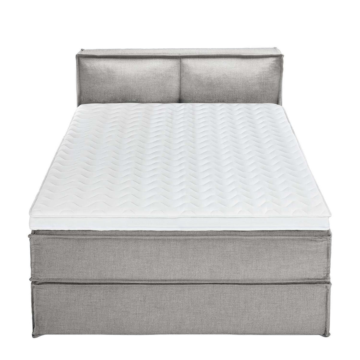 BOXSPRINGBETT 140/200 cm  in Hellgrau  - Hellgrau/Schwarz, Design, Textil (140/200cm) - home24