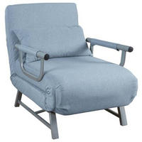 SCHLAFSESSEL in Flachgewebe Blau  - Blau/Grau, Modern, Textil/Metall (64/95/78cm) - MID.YOU