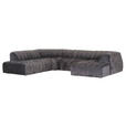 ECKSOFA Grau Samt  - Schwarz/Grau, MODERN, Kunststoff/Textil (270/328/180cm) - Carryhome