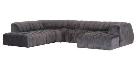 ECKSOFA Grau Samt  - Schwarz/Grau, MODERN, Kunststoff/Textil (270/328/180cm) - Carryhome