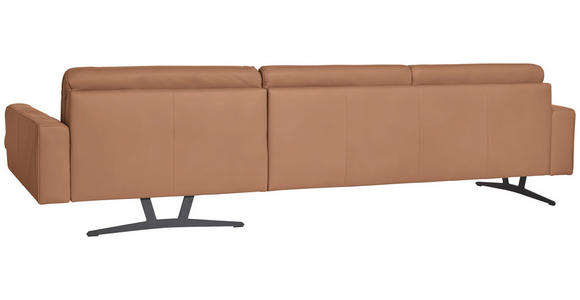 ECKSOFA in Echtleder Hellbraun  - Hellbraun/Anthrazit, KONVENTIONELL, Leder/Metall (324/182cm) - Ambiente