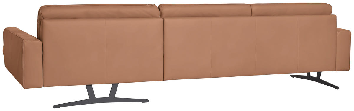 ECKSOFA in Echtleder Hellbraun  324/179 cm  - Hellbraun/Anthrazit, KONVENTIONELL, Leder/Metall (324/179cm) - Johann Jakob