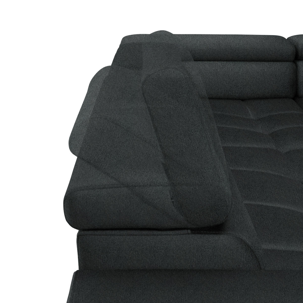ECKSOFA Graphitfarben Webstoff  - Schwarz/Graphitfarben, Design, Textil/Metall (300/216cm) - Welnova