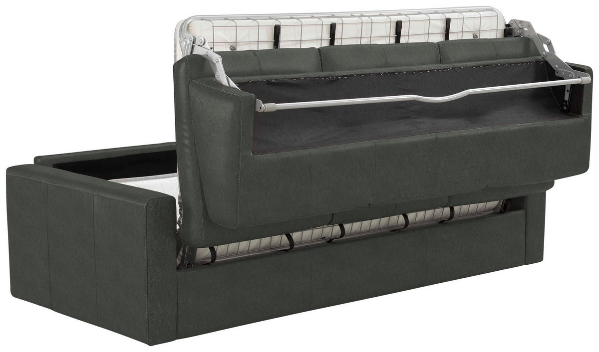 SCHLAFSOFA Dunkelgrau  - Dunkelgrau/Schwarz, Konventionell, Leder/Kunststoff (206/81/96cm) - Novel