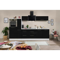 KÜCHENBLOCK 300 cm   in Schwarz, Weiss  - Weiss/Edelstahlfarben, Konventionell, Holzwerkstoff/Metall (300cm) - Respekta