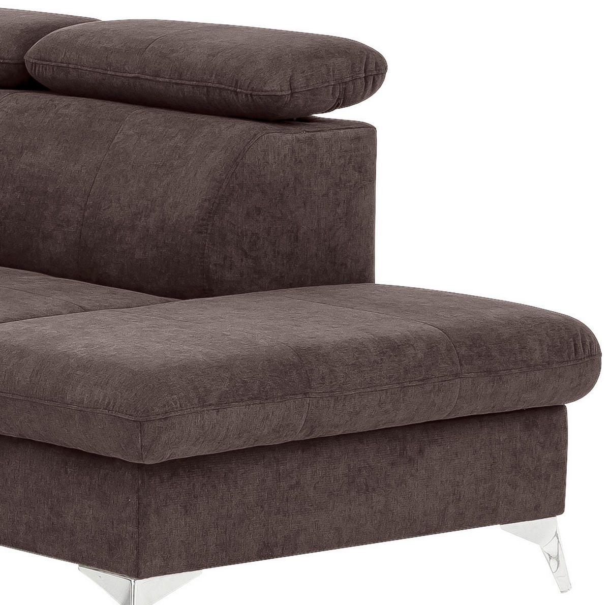 ECKSOFA in Mikrofaser Dunkelbraun  - Chromfarben/Dunkelbraun, Konventionell, Textil/Metall (256/209cm) - Livetastic