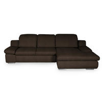 ECKSOFA 286/165 cm  in Chenille Braun Rücken echt, Armteilverstellung, Kopfteilverstellung, Kopfstütze  286/165 cm  - Chromfarben/Braun, Design, Textil/Metall (286/165cm) - Livetastic