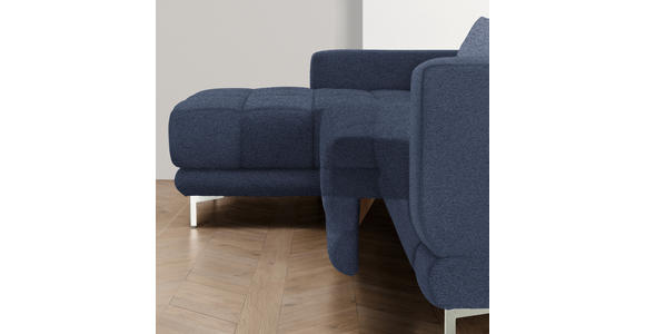 ECKSOFA in Webstoff Dunkelblau  187/260 cm  - Chromfarben/Dunkelblau, Design, Textil/Metall (187/260cm) - Xora