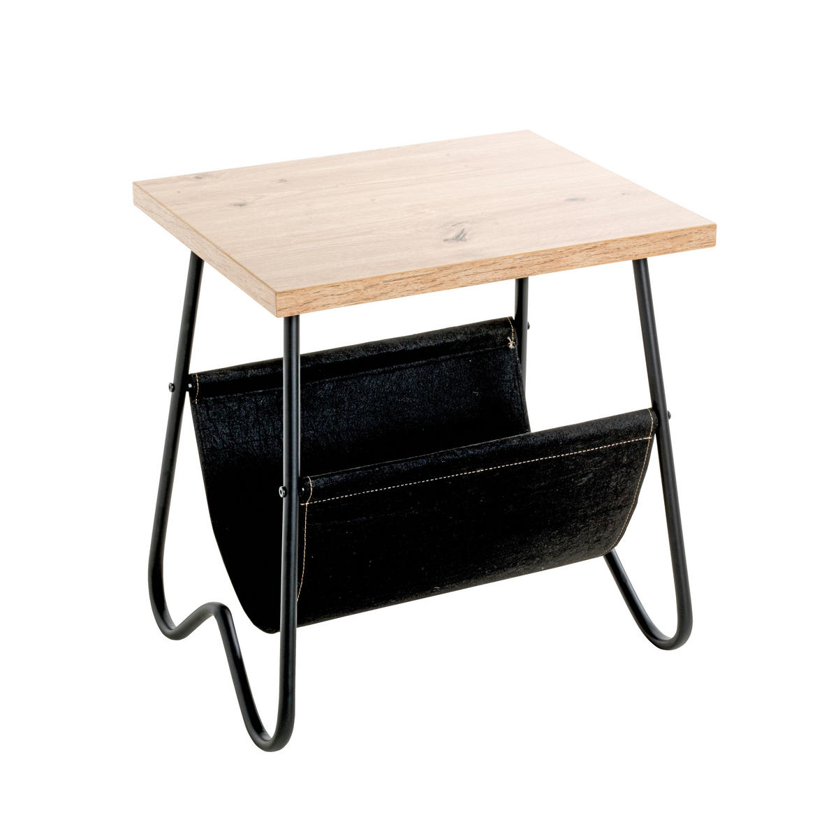 BEISTELLTISCH in Metall, Textil, Holzwerkstoff 48/40/51 cm  - Eichefarben/Schwarz, Trend, Holzwerkstoff/Textil (48/40/51cm)