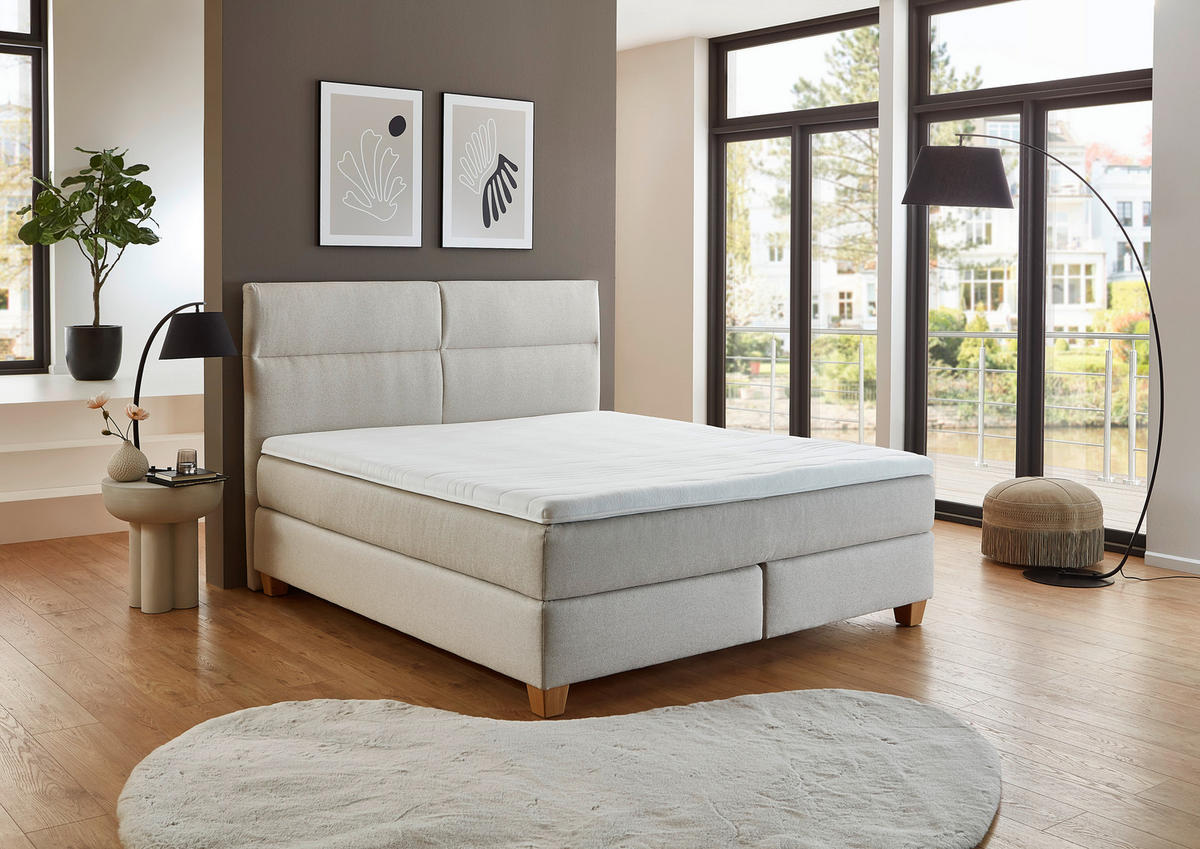 BOXSPRINGBETT 180/200 cm  in Beige  - Beige/Naturfarben, Modern, Holz/Textil (180/200cm) - Beldomo - Sleep