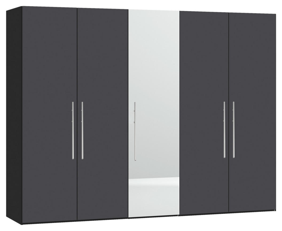 DREHTÜRENSCHRANK  in Anthrazit, Schwarz  - Edelstahlfarben/Anthrazit, Design, Glas/Holzwerkstoff (253/195/59cm) - Carryhome