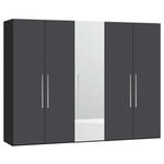 DREHTÜRENSCHRANK  in Anthrazit, Schwarz  - Edelstahlfarben/Anthrazit, Design, Glas/Holzwerkstoff (253/195/59cm) - Carryhome