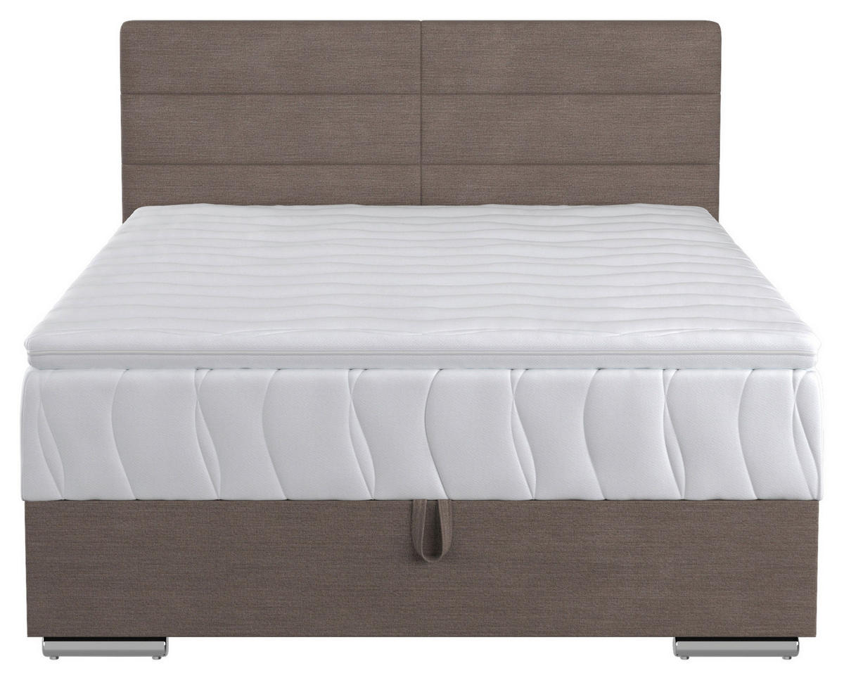 BOXSPRING-ÁGY 140/200 cm  taupe  - króm/taupe, Basics, faalapú anyag/textil (140/200cm) - Carryhome