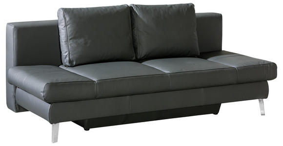 SCHLAFSOFA Anthrazit Echtleder - Chromfarben/Anthrazit, KONVENTIONELL, Leder/Metall (200/85/90cm) - Novel