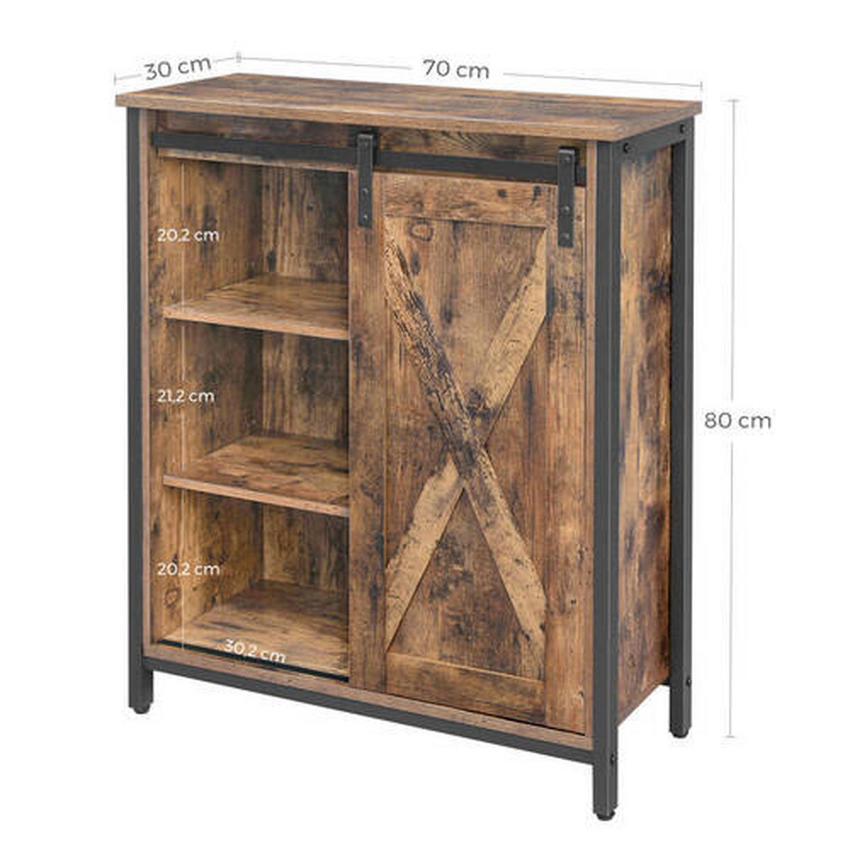 KOMMODE Braun, Schwarz  70/80/30 cm  - Schwarz/Braun, Trend, Holzwerkstoff/Metall (70/80/30cm) - Boxxx