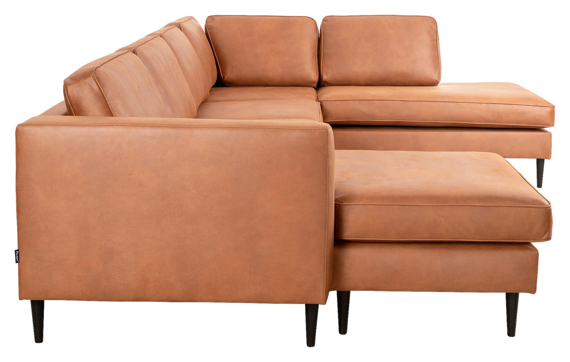 SOFFA i svart, cognacfärgad  - cognacfärgad/svart, Basics, metall/trä (303/210cm) - Pure Home Comfort