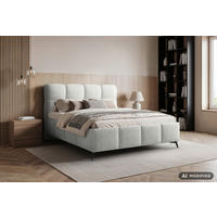 POLSTERBETT 180/200 cm,  in Naturfarben, gepolstertes Kopfteil, Lattenrost,  - Schwarz/Bronzefarben, Design, Holz/Textil (180/200cm) - Chameo