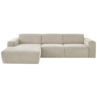 ECKSOFA Naturfarben Feincord  - Schwarz/Naturfarben, Design, Kunststoff/Textil (174/302cm) - Beldomo Style