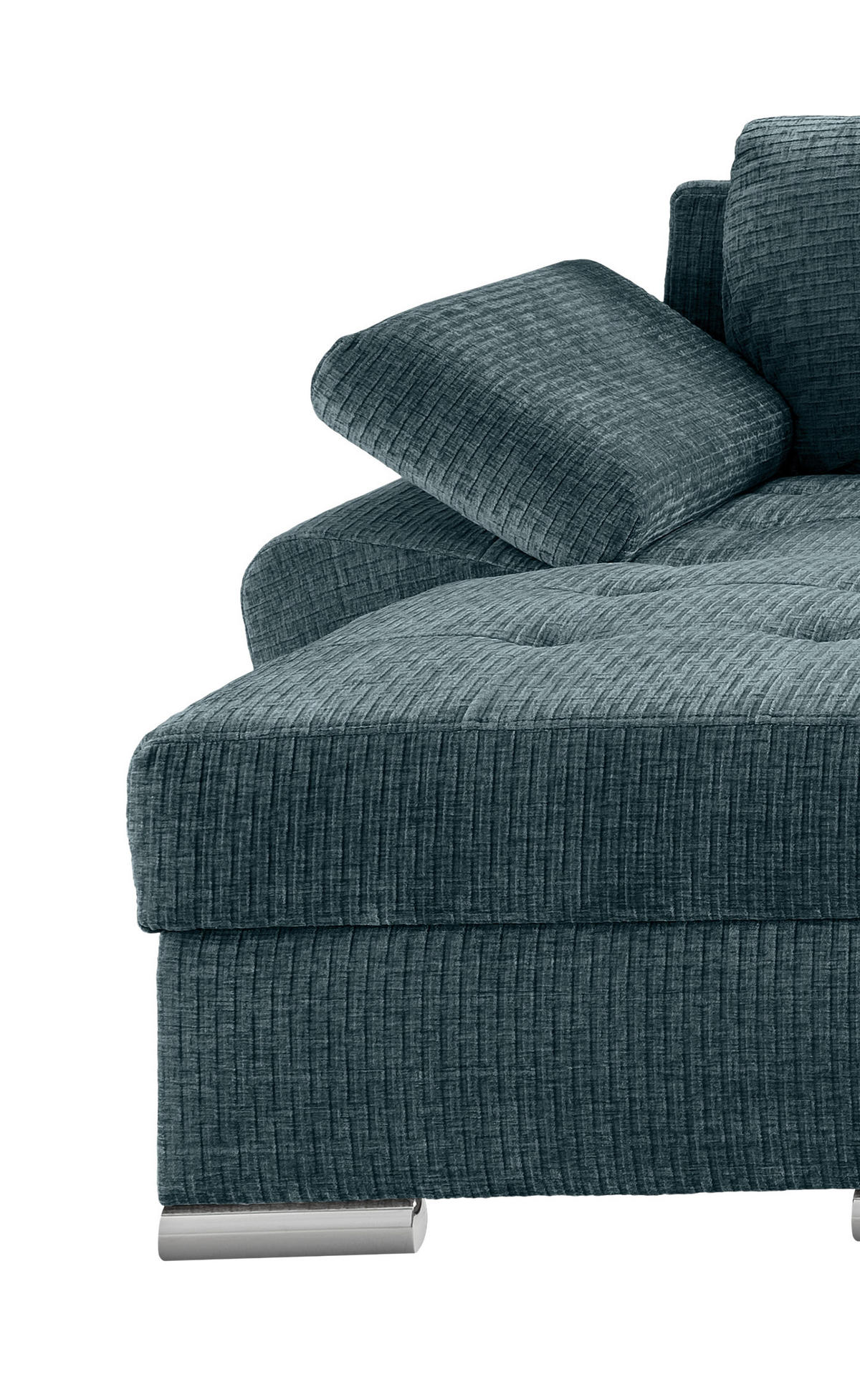 WOHNLANDSCHAFT in Mikrofaser Blau  - Chromfarben/Blau, KONVENTIONELL, Textil/Metall (157/305/219cm) - Livetastic