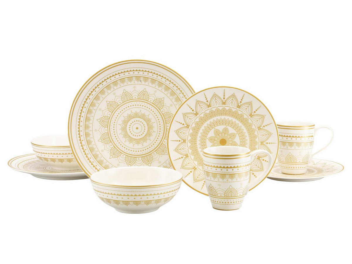 KOMBISERVICE 8-teilig  - Goldfarben/Weiß, Keramik - Creatable