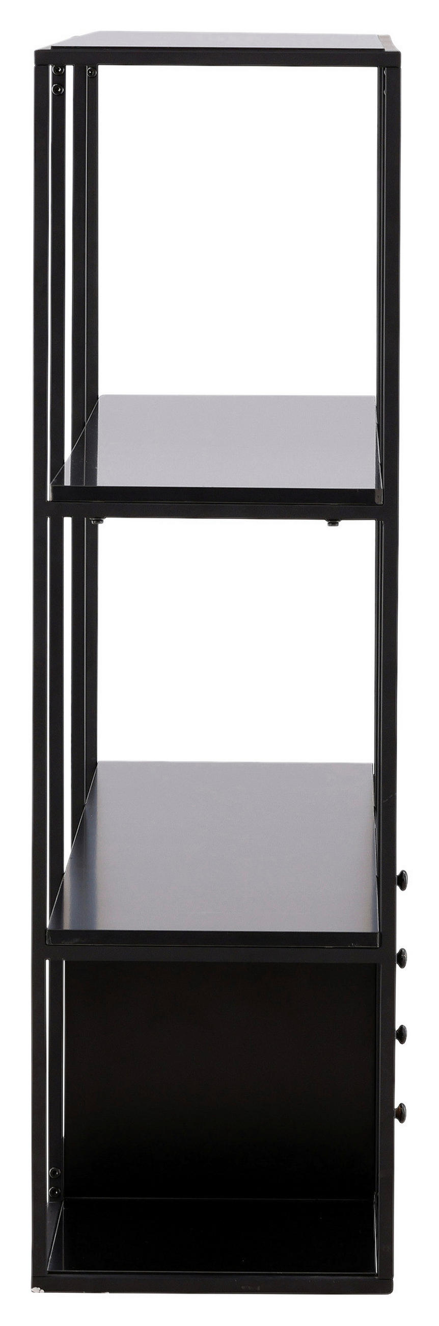 REGAL Schwarz, Nussbaumfarben  - Nussbaumfarben/Schwarz, Design, Holzwerkstoff/Metall (150/120/35cm) - Livetastic