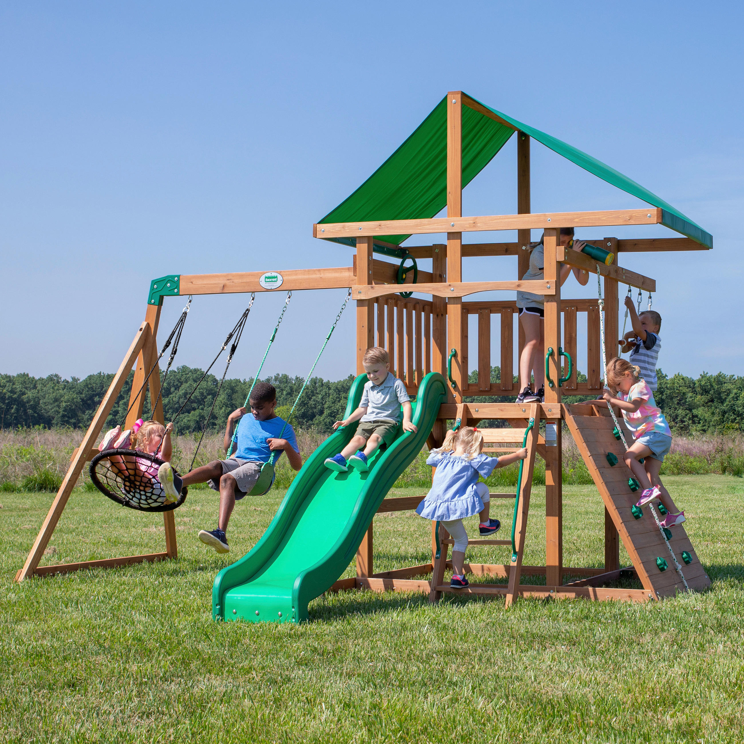 SPIELTURM GRAYSON PEAK 380/300/410 cm  - Braun/Grün, KONVENTIONELL, Holz (380/300/410cm) - Ambia Garden