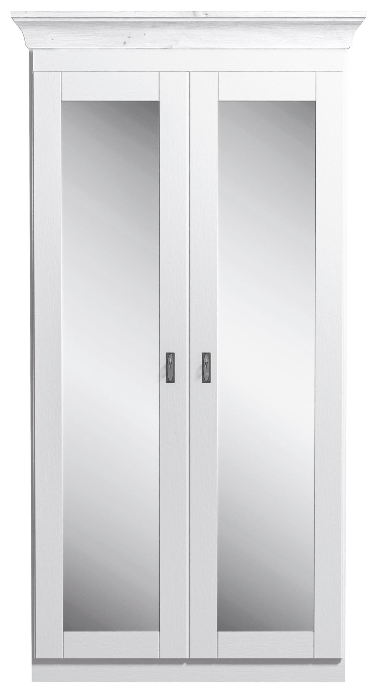 DREHTÜRENSCHRANK 108/210/64 cm,  in Klar, Weiß, 2-türig  - Klar/Weiß, ROMANTIK / LANDHAUS, Glas/Holz (108/210/64cm) - Boxxx