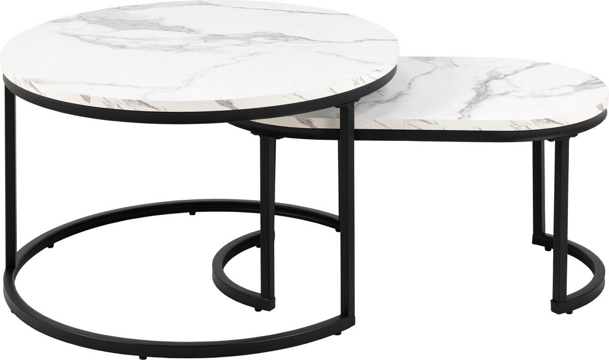 COUCHTISCHSET in 70/70/42 cm  - Ahornfarben/Schwarz, Design, Metall (70/70/42cm) - MID.YOU
