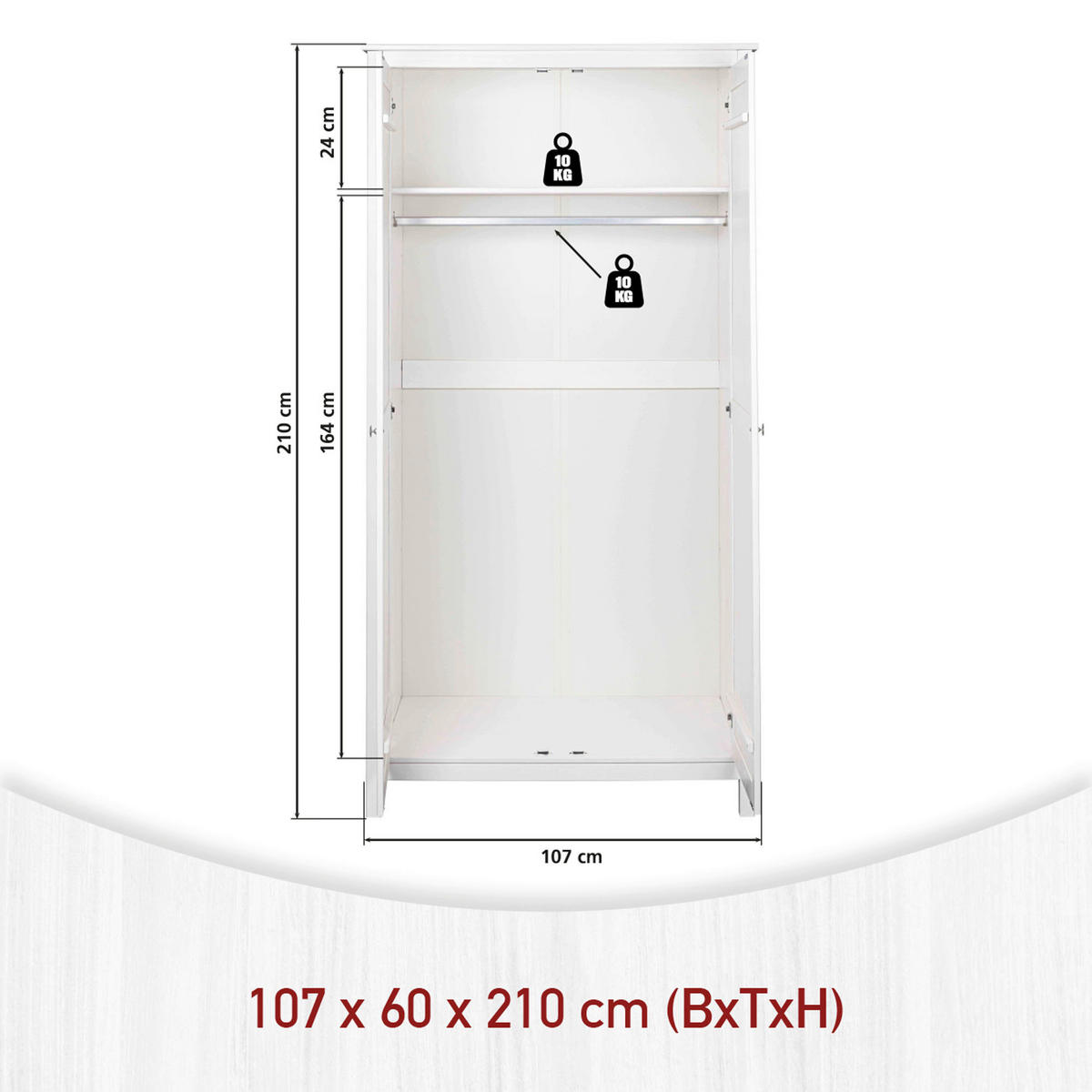 ORMAR ZA ODJEĆU bijela   - bijela/srebrne boje, Moderno, metal/drvo (106/210/60cm)