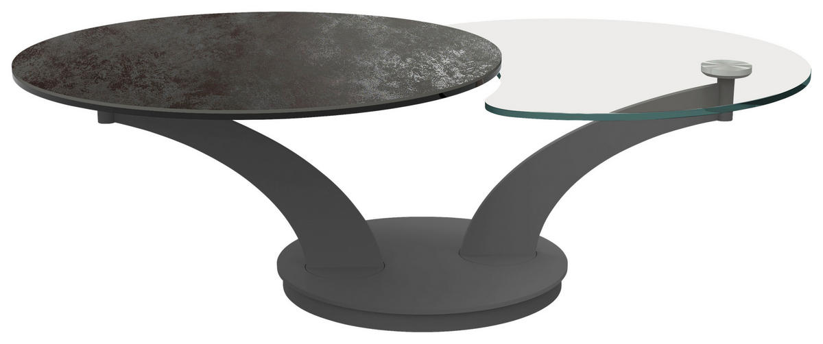 COUCHTISCH Klarglas, Kristallglas 140-82/82/44 cm rund Schwarz  - Schwarz, Design, Glas/Keramik (140-82/82/44cm) - Naos