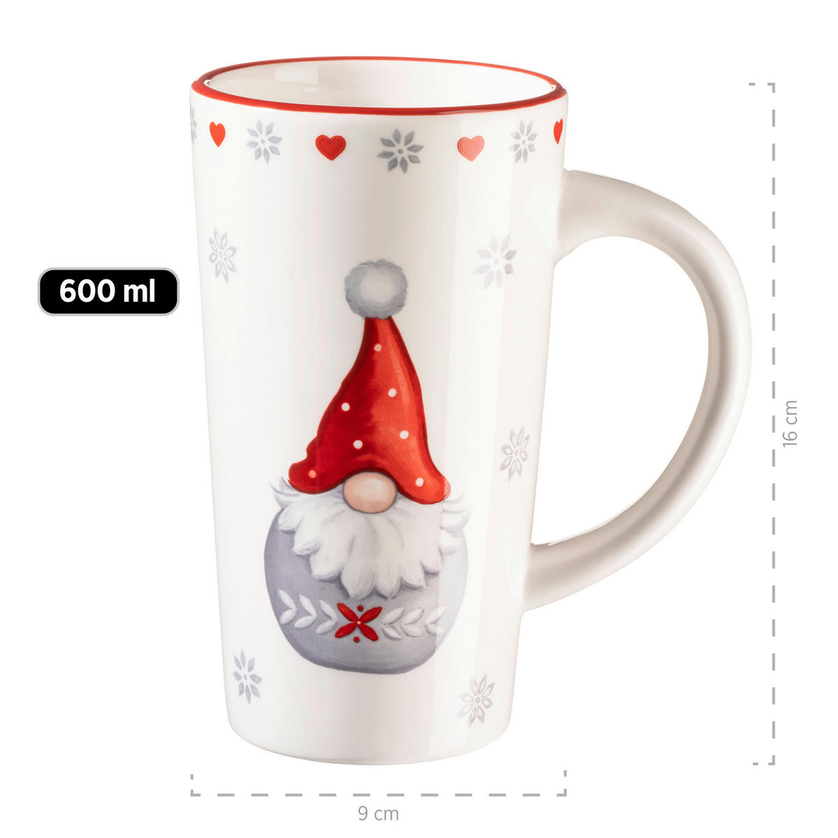 KAFFEEBECHERSET Aurela 4-teilig  - Rot/Weiß, Trend, Keramik (9/16/9cm) - Mäser