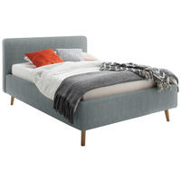 POLSTERBETT 140/200 cm,  in Türkis, Lattenrost, Bettkasten,  - Türkis/Eichefarben, Design, Holz/Textil (140/200cm) - Xora