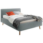 POLSTERBETT 140/200 cm,  in Türkis,  - Türkis/Eichefarben, Design, Holz/Textil (140/200cm) - Xora