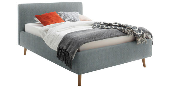 POLSTERBETT 140/200 cm,  in Türkis,  - Türkis/Eichefarben, Design, Holz/Textil (140/200cm) - Xora