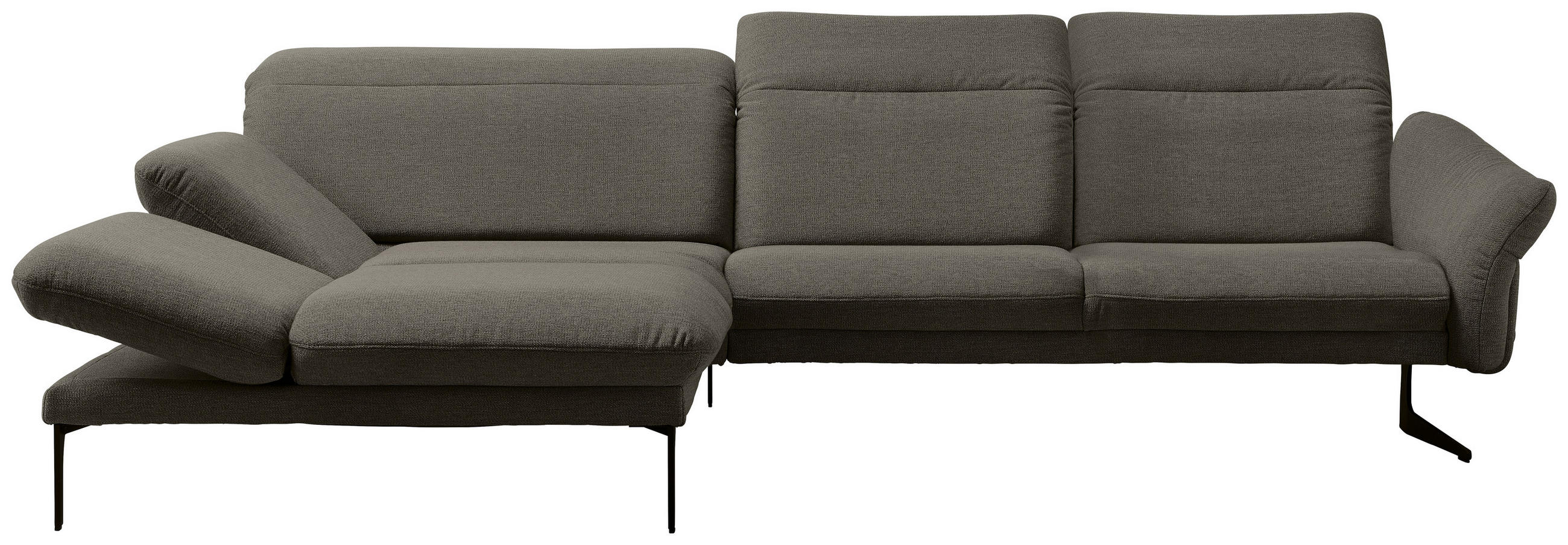 ECKSOFA in Webstoff Graubraun  - Anthrazit/Graubraun, Design, Textil/Metall (203/299cm) - Himolla
