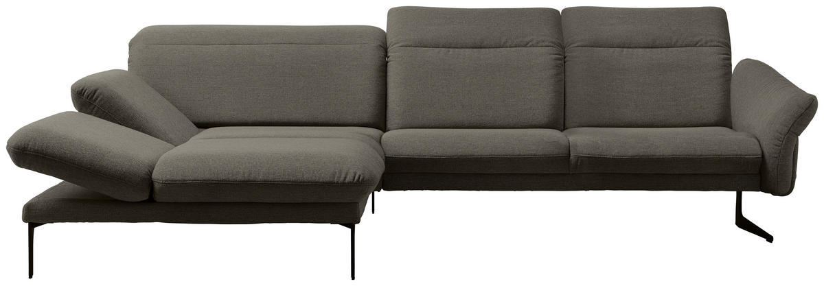 ECKSOFA in Webstoff Graubraun  - Anthrazit/Graubraun, Design, Textil/Metall (203/299cm) - Himolla