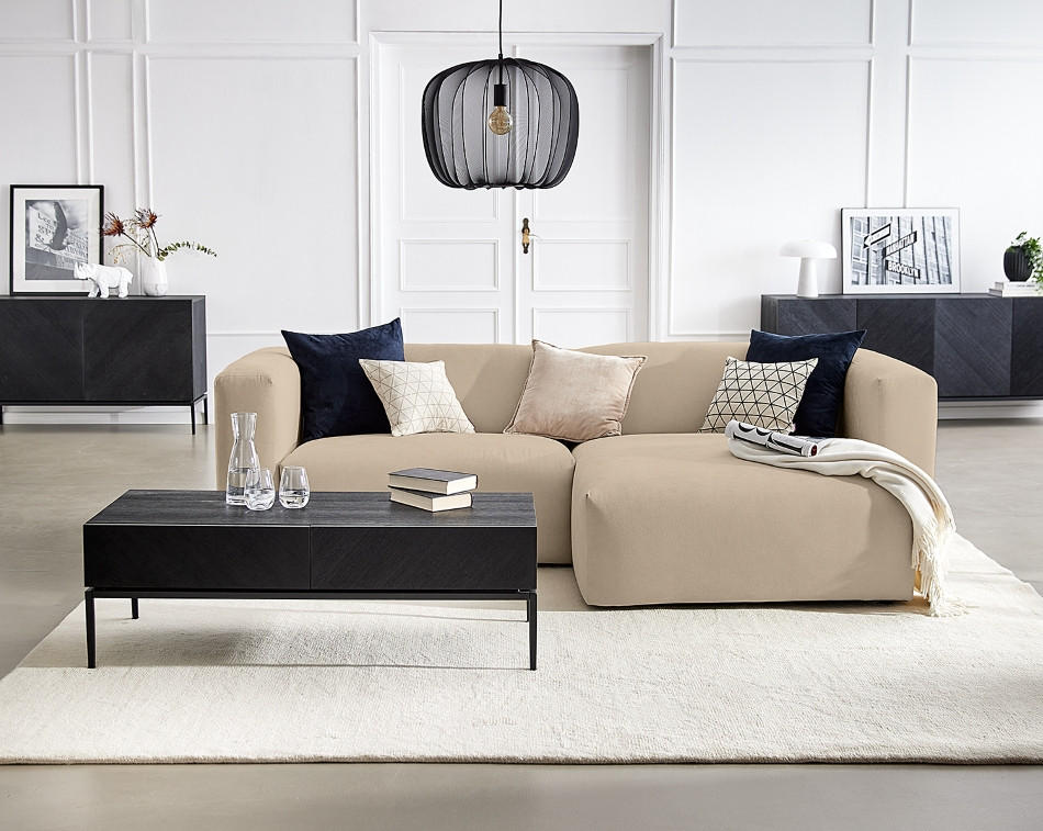 ECKSOFA in Struktur Taupe  - Taupe, Modern, Textil (255/72/160cm) - Trendmanufaktur