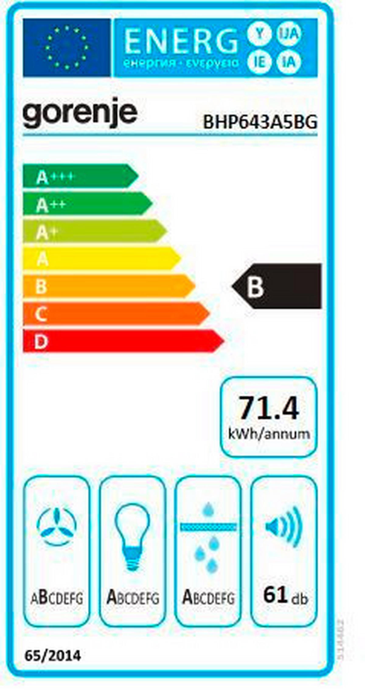 DUNSTABZUGSHAUBE BHP 643 A5BG  - Edelstahlfarben/Schwarz, Basics, Kunststoff/Metall (60/42/31,5cm) - Gorenje