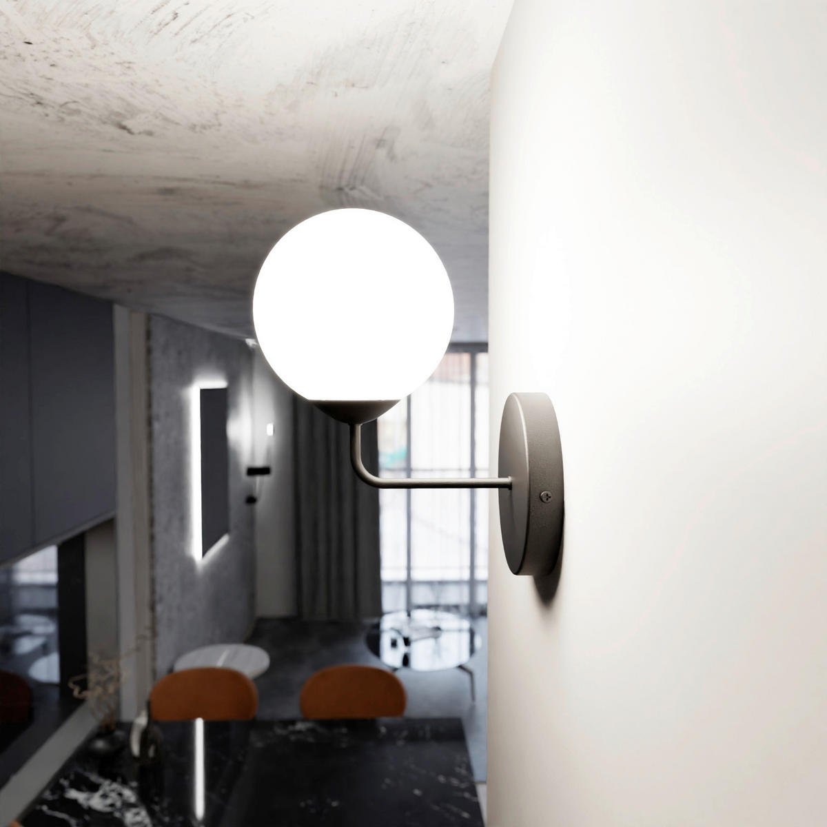 WANDLEUCHTE  14/14/17 cm    - Schwarz, KONVENTIONELL, Glas/Metall (14/14/17cm)